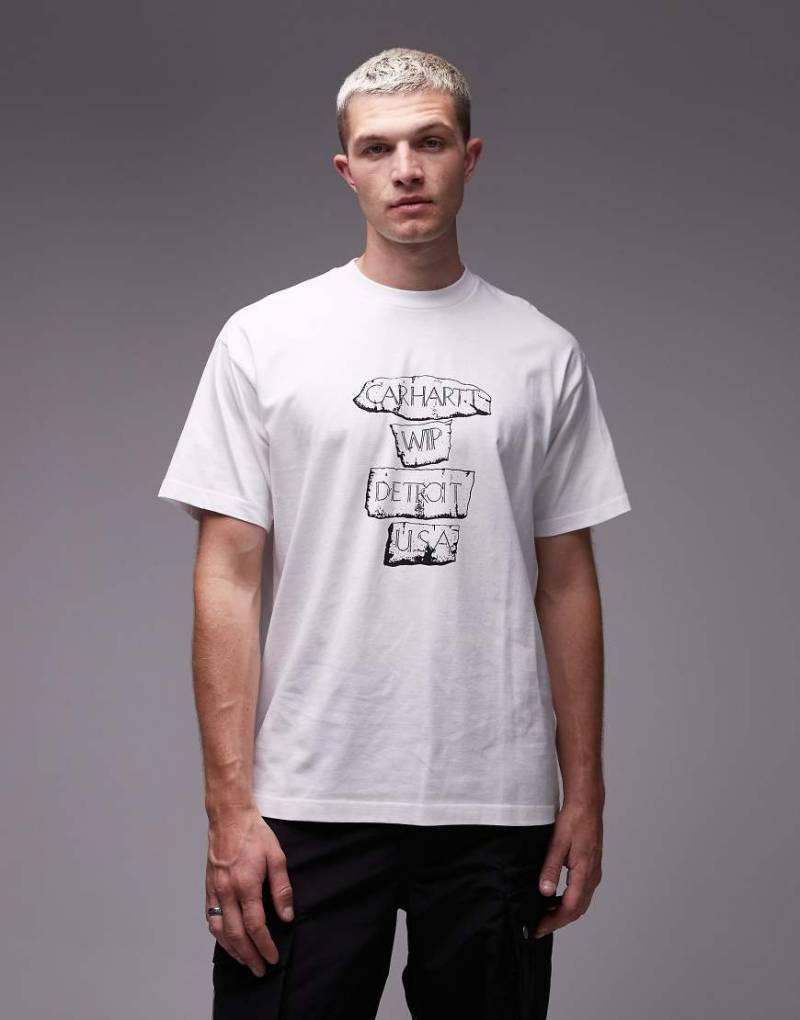 Carhartt WIP - Arcan - Loose Fit T-Shirt in Weiß mit Motivprint von Carhartt WIP