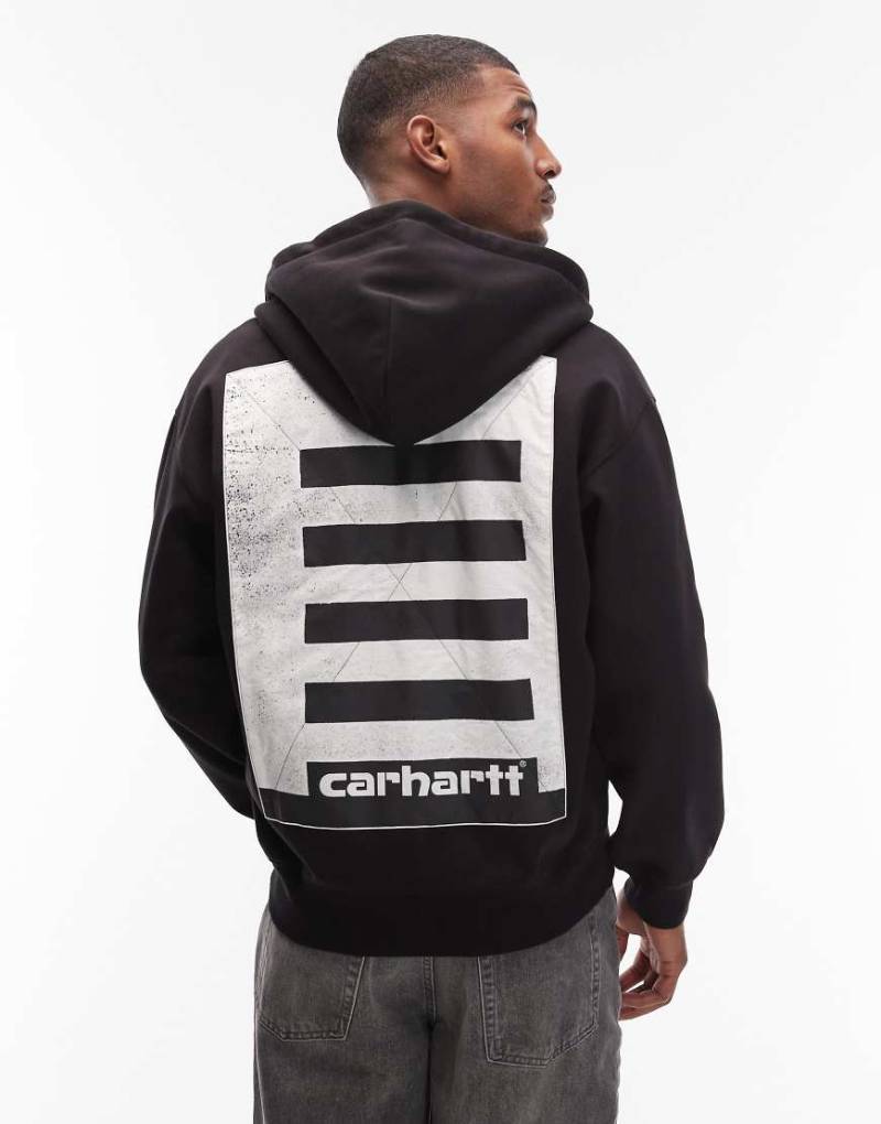 Carhartt WIP - Archive Lines - Oversize-Kapuzenjacke in Schwarz mit durchgehendem Reißverschluss und Rücken-Patch von Carhartt WIP