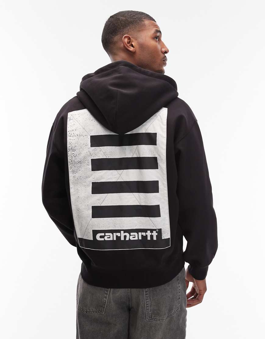 Carhartt WIP - Archive Lines - Oversize-Kapuzenjacke in Schwarz mit durchgehendem Reißverschluss und Rücken-Patch von Carhartt WIP