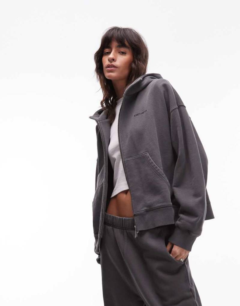 Carhartt WIP - Benton - Kapuzenjacke in verwaschenem Rosa mit Reißverschluss von Carhartt WIP