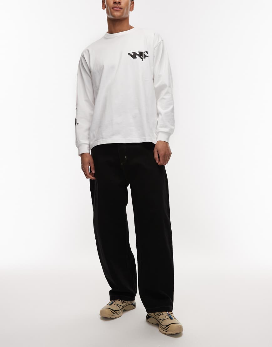 Carhartt WIP - Brandon - Lockere, gerade geschnittene Jeans in Schwarz mit Kontrastnähten von Carhartt WIP