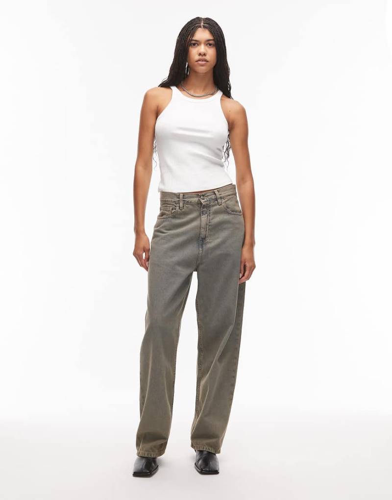 Carhartt WIP - Brandon - Lockere Straight Fit Jeans in starker Stone-Waschung, Kombiteil-Grau von Carhartt WIP