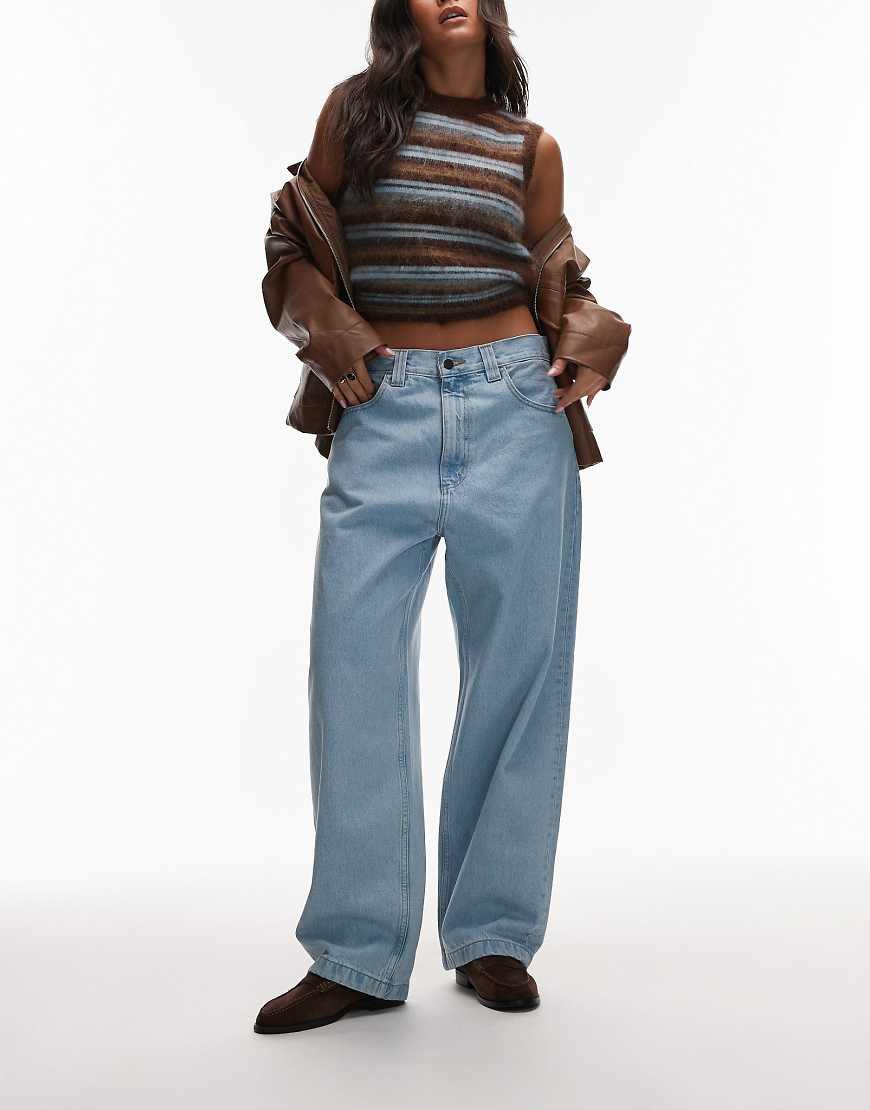 Carhartt WIP - Brandon - Loose Straight-Fit-Jeans in starker Stone-Bleach-Waschung-Blau Carhartt WIP - Brandon - Loose Straight-Fit-Jeans in starker Stone-Bleach-Waschung-Blau von Carhartt WIP