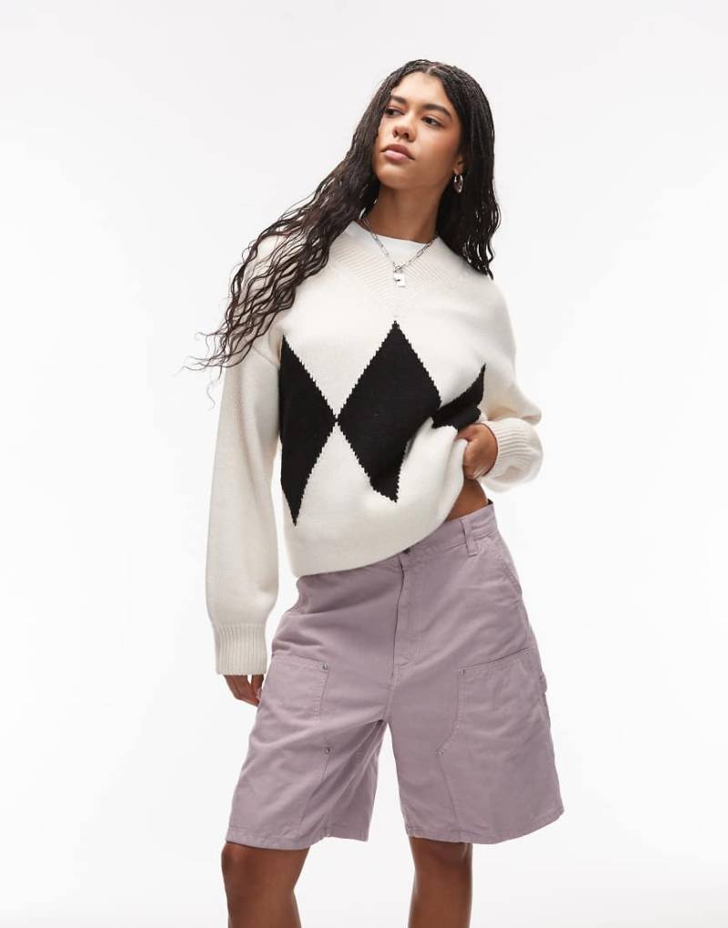 Carhartt WIP - Branford - Leinen-Shorts in Flieder mit doppelter Stofflage im Kniebereich-Rosa von Carhartt WIP