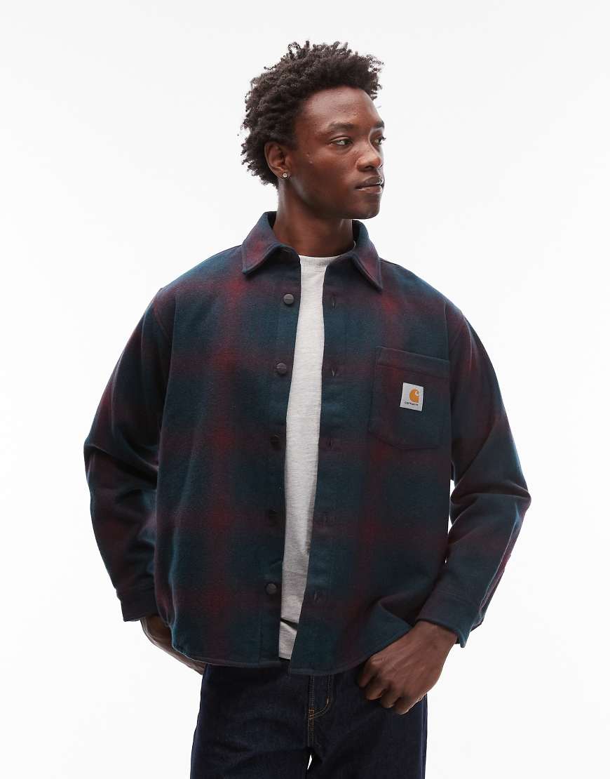 Carhartt WIP - Brennan - Karierte Hemdjacke in Grün und Burgunderrot von Carhartt WIP