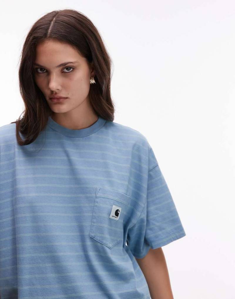 Carhartt WIP - Brodina - T-Shirt in Blau mit Streifen von Carhartt WIP