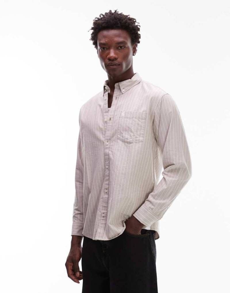 Carhartt WIP - Cassel - Langärmliges Hemd mit Streifen in Beige und Weiß von Carhartt WIP