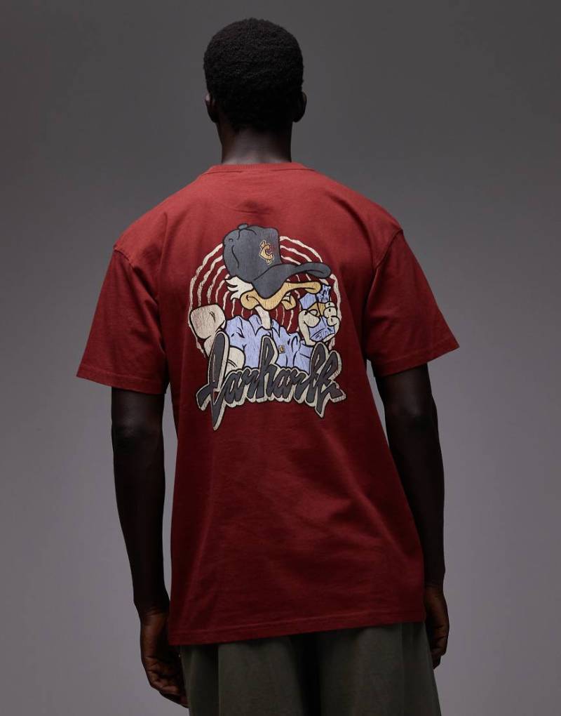 Carhartt WIP - Chedda - Locker sitzendes T-Shirt in Dunkelrot von Carhartt WIP