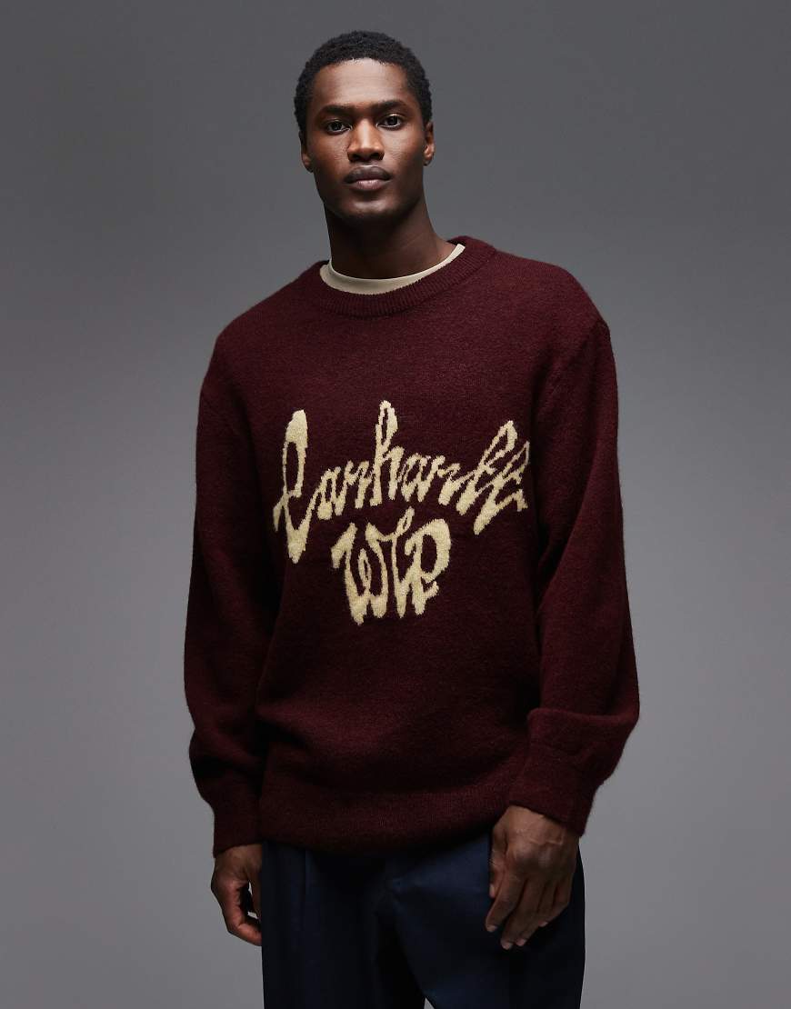 Carhartt WIP - Chedda - Strickpullover in Burgunderrot von Carhartt WIP