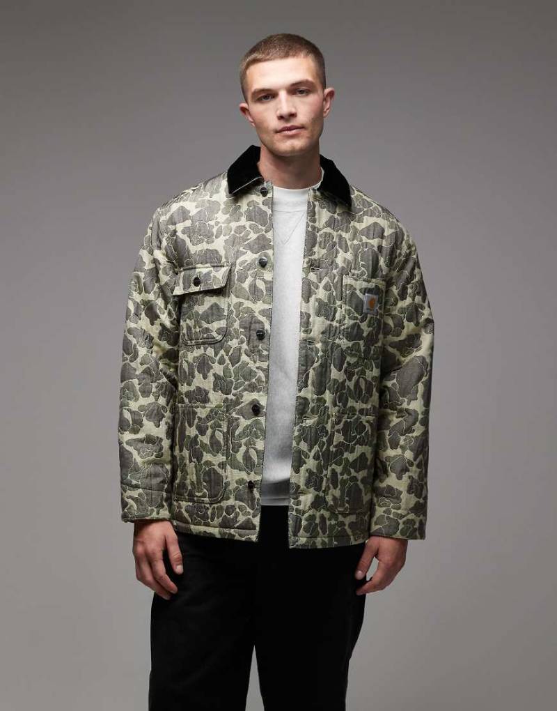 Carhartt WIP - Chore-Mantel aus Jacquard in Grün mit Military-Muster im Gobelin-Design von Carhartt WIP