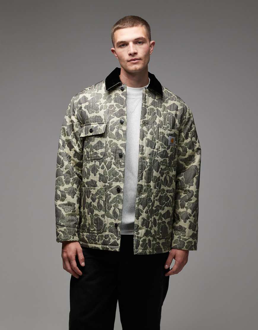Carhartt WIP - Chore-Mantel aus Jacquard in Grün mit Military-Muster im Gobelin-Design von Carhartt WIP
