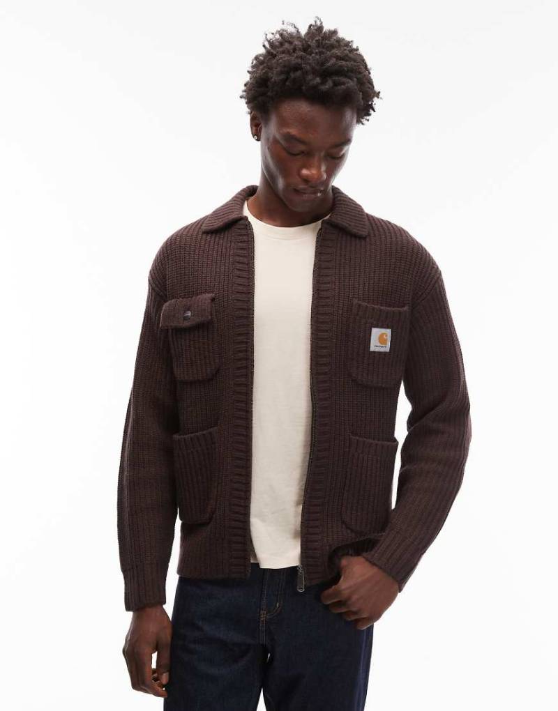 Carhartt WIP - Chore - Strickjacke in Dunkelbraun-Brown von Carhartt WIP