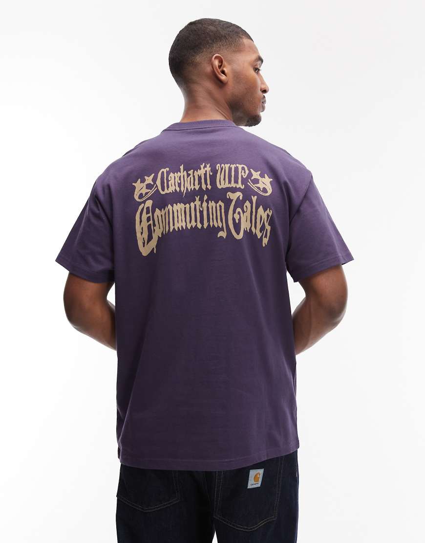 Carhartt WIP - Commuting Tales - Oversize-T-Shirt in Dunkellila von Carhartt WIP