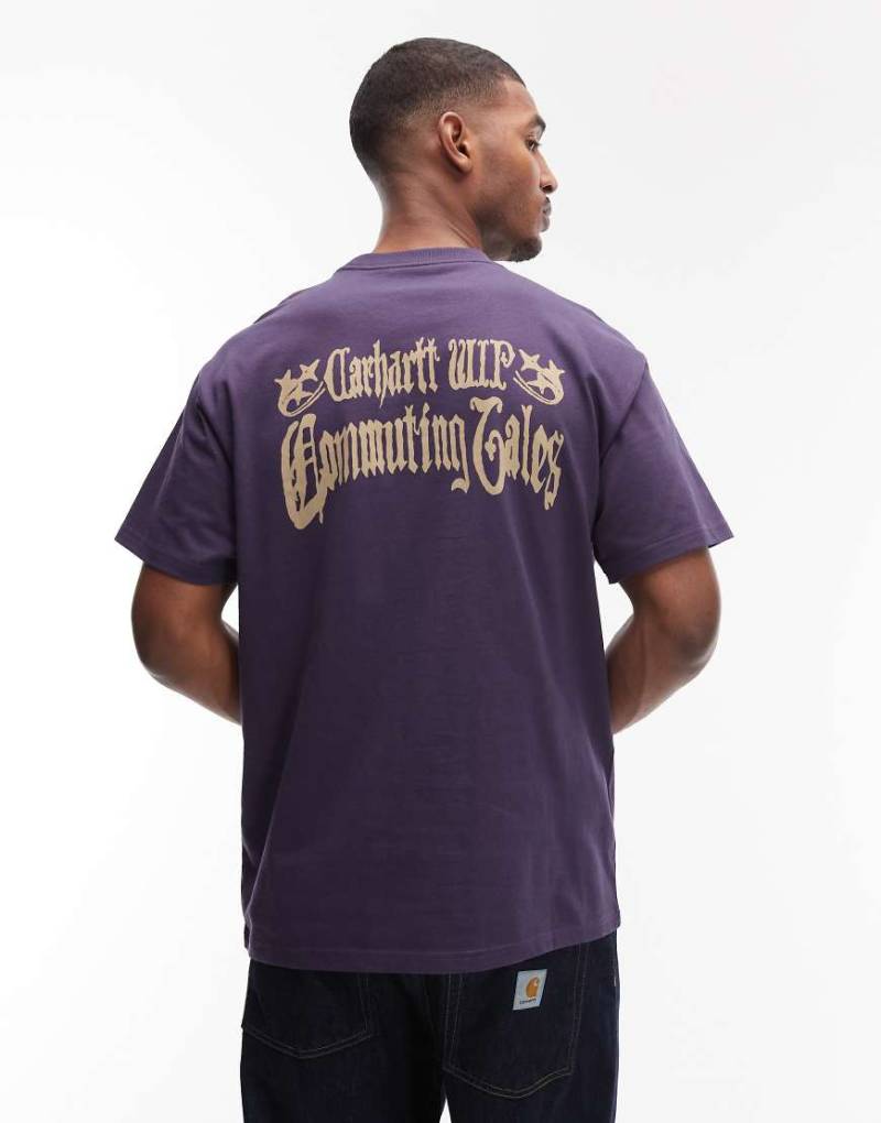 Carhartt WIP - Commuting Tales - Oversize-T-Shirt in Dunkellila von Carhartt WIP