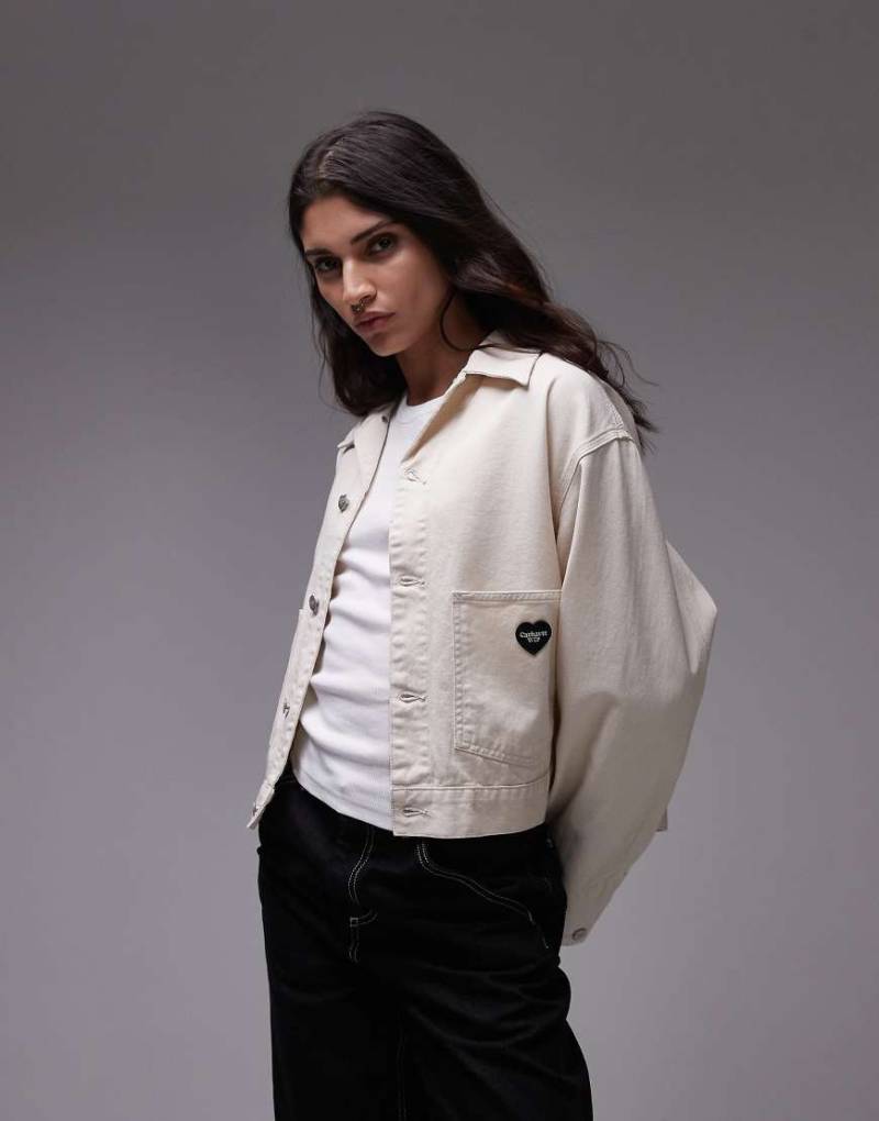 Carhartt WIP - Drewe - Jacke in Weiß mit Herz-Logo von Carhartt WIP