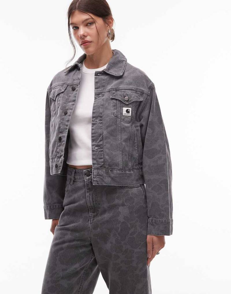 Carhartt WIP - Duck Orell - Jeansjacke in Grau mit Military-Muster von Carhartt WIP