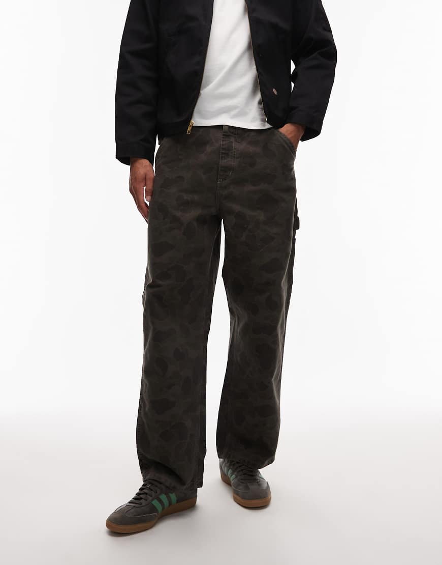 Carhartt WIP - Duck Single Knee - Gerade geschnittene Hose mit dunkelgrauem Military-Muster von Carhartt WIP