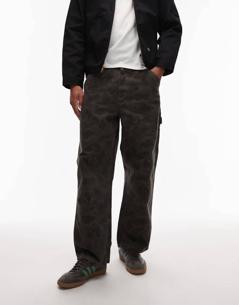 Carhartt WIP - Duck Single Knee - Gerade geschnittene Hose mit dunkelgrauem Military-Muster von Carhartt WIP