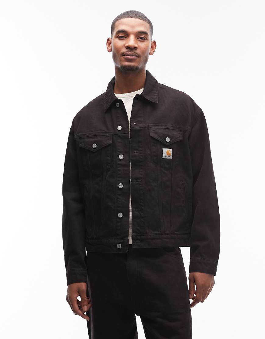 Carhartt WIP - Everson - Trucker-Jeansjacke in Schwarz/Braun, Kombiteil von Carhartt WIP