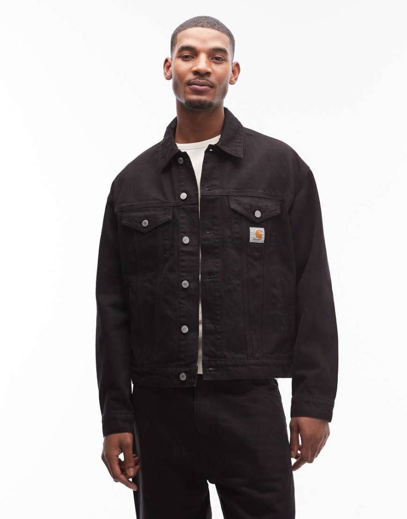 Carhartt WIP - Everson - Trucker-Jeansjacke in Schwarz/Braun, Kombiteil von Carhartt WIP