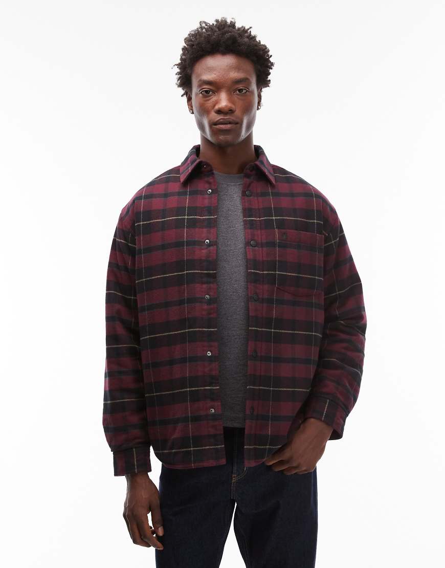 Carhartt WIP - Gargan - Hemdjacke in kariertem Burgunderrot mit Steppfutter von Carhartt WIP