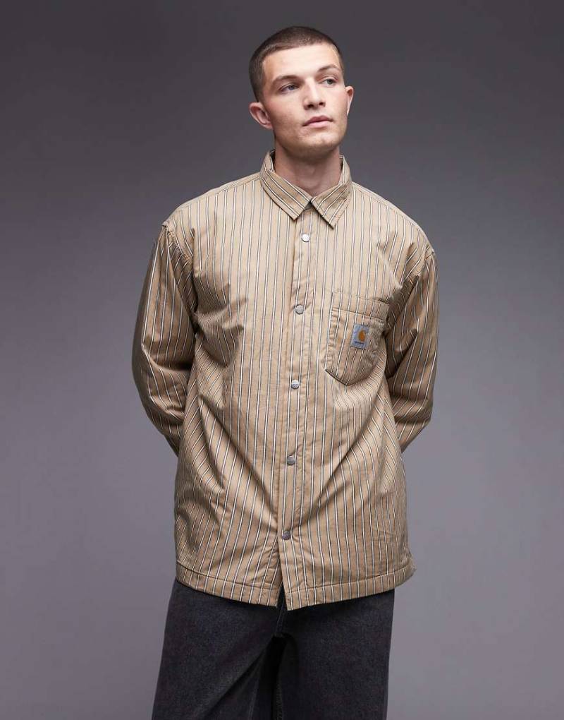 Carhartt WIP - Grimsby - Locker sitzende, gesteppte Hemdjacke in Beige mit Streifen-Neutral von Carhartt WIP