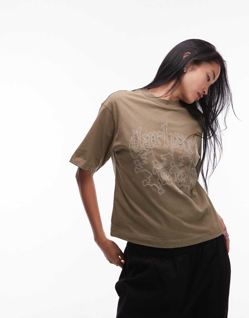 Carhartt WIP - Hackwork - T-Shirt in Dunkelbeige-Neutral von Carhartt WIP