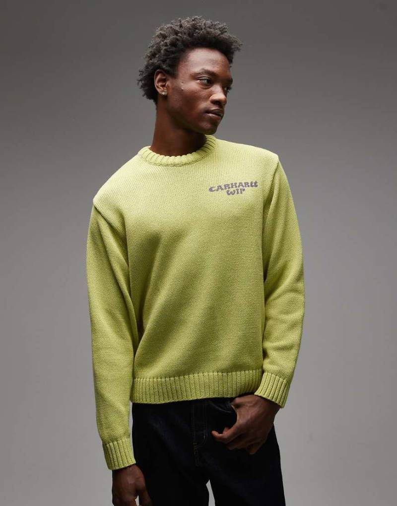 Carhartt WIP - Helix - Pullover in Limettengrün mit Helix-Motiv auf der Rückseite von Carhartt WIP