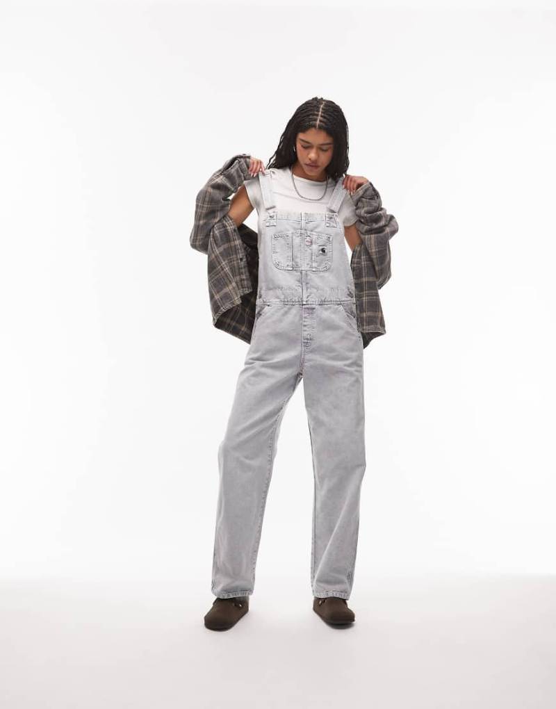 Carhartt WIP - Jeans-Latzhose in grauer Waschung mit geradem Bein von Carhartt WIP