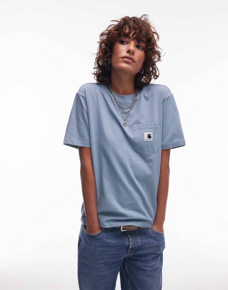 Carhartt WIP - Kurzärmliges T-Shirt in Blau mit Brusttasche von Carhartt WIP