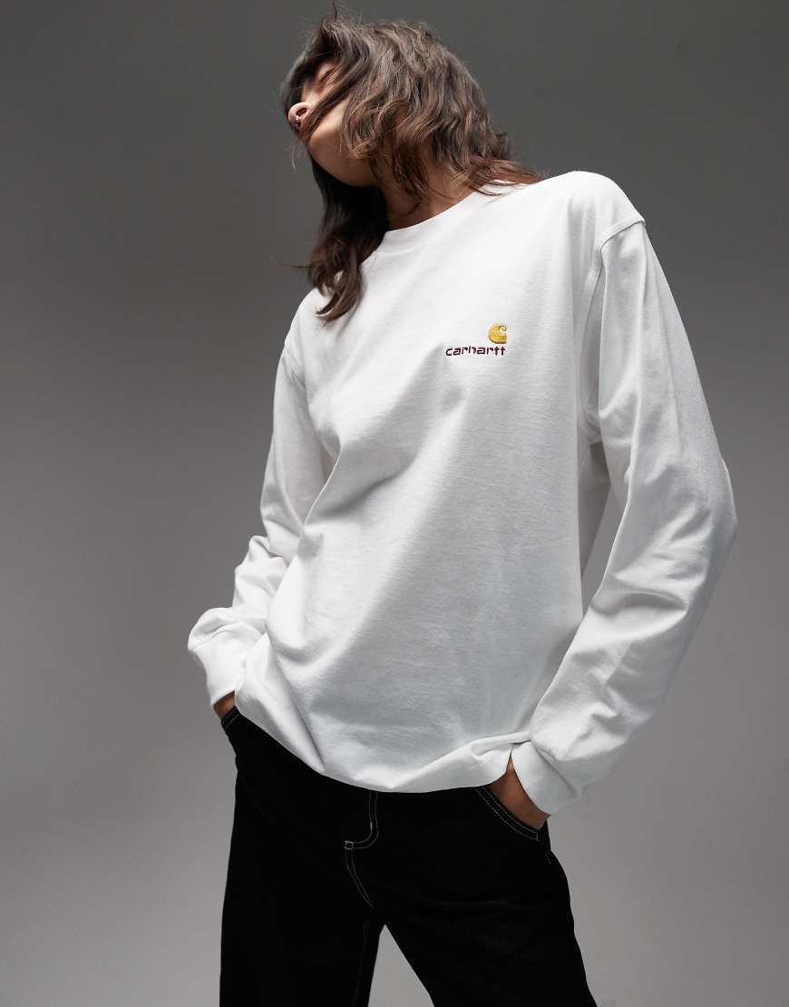 Carhartt WIP - Langärmliges T-Shirt in Weiß mit American-Schriftzug von Carhartt WIP