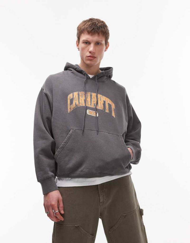 Carhartt WIP - Library - Kapuzenpullover in verwaschenem Schwarz mit Print von Carhartt WIP