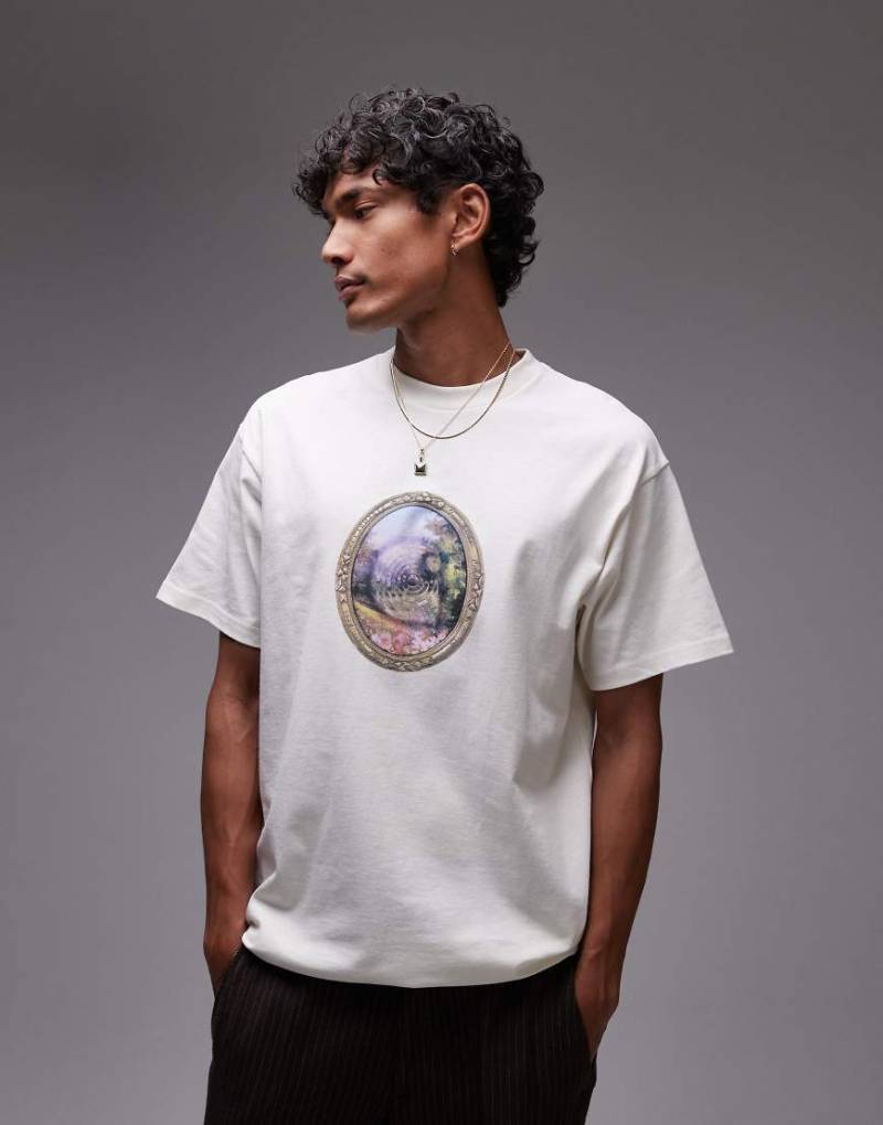 Carhartt WIP - Locker geschnittenes T-Shirt in Cremeweiß mit Spiegel-Motivprint von Carhartt WIP