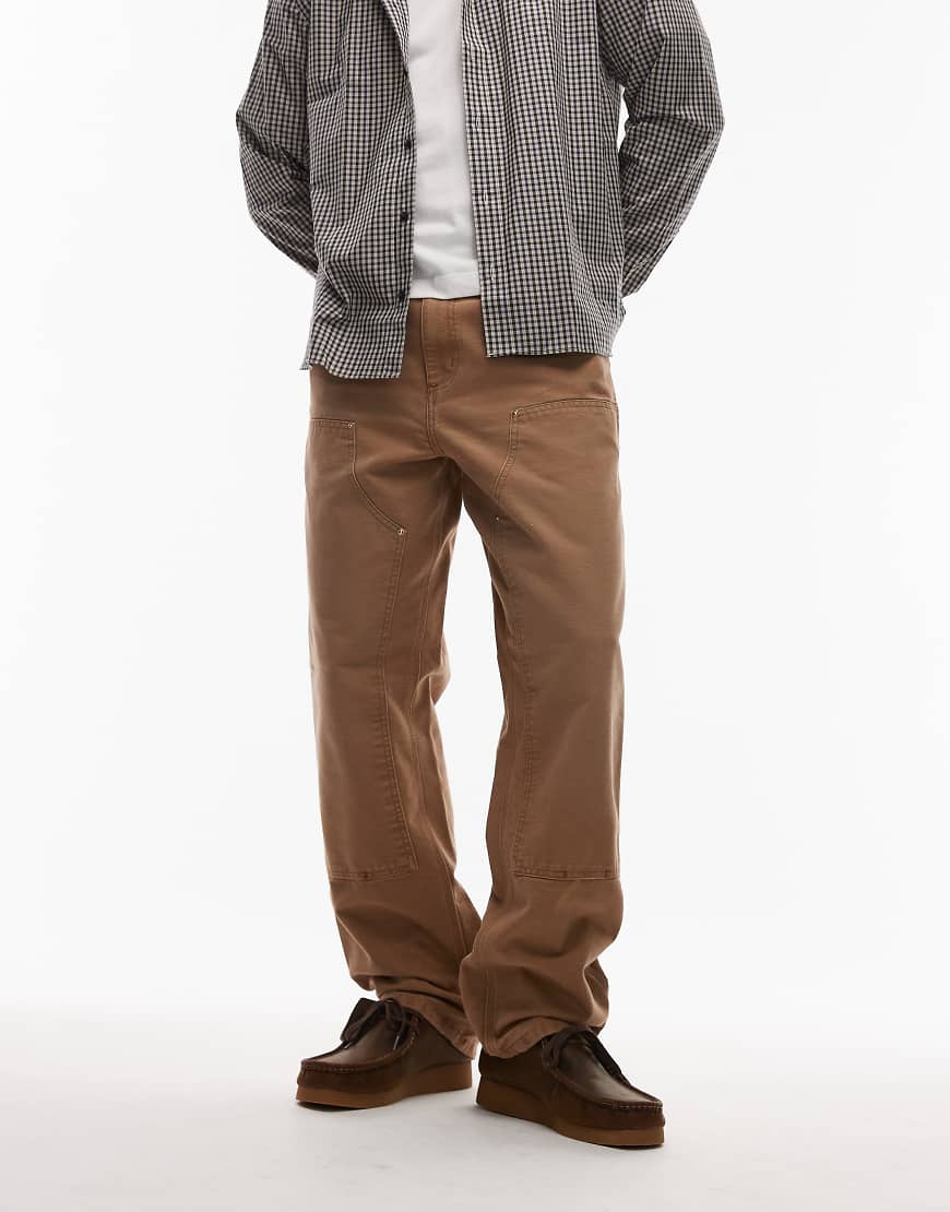 Carhartt WIP - Locker sitzende Hose in Braun mit doppelter Stofflage im Kniebereich-Brown von Carhartt WIP