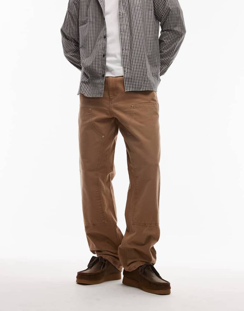 Carhartt WIP - Locker sitzende Hose in Braun mit doppelter Stofflage im Kniebereich-Brown von Carhartt WIP