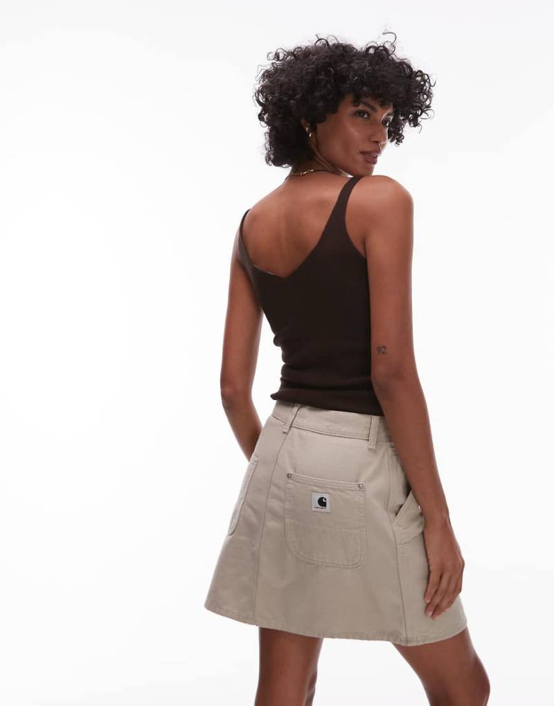 Carhartt WIP - Maeve - Rock in Beige mit doppelter Stofflage am Knie-Neutral von Carhartt WIP