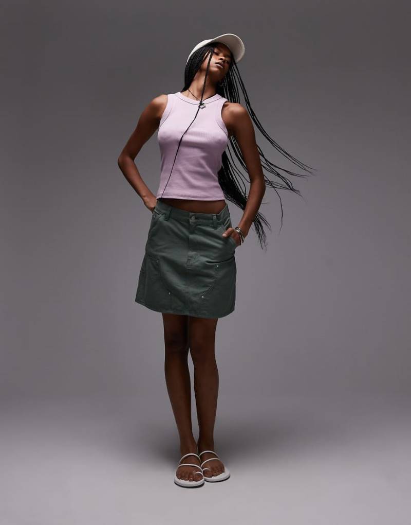 Carhartt WIP - Maeve - Rock in Khaki mit doppelter Stofflage am Knie-Grün von Carhartt WIP