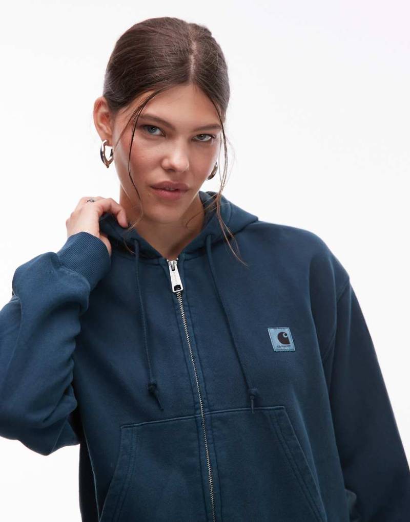 Carhartt WIP - Nelson - Kapuzenpullover in verwaschenem Dunkelgrün mit durchgehendem Reißverschluss von Carhartt WIP