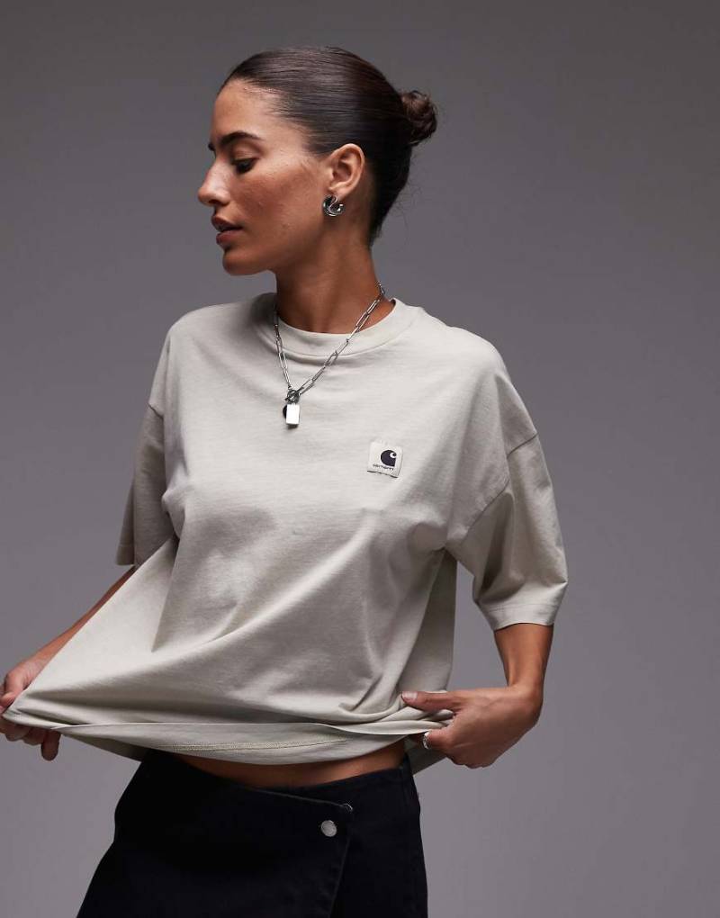 Carhartt WIP - Nelson - Kurzärmliges T-Shirt in überfärbtem Beige-Neutral von Carhartt WIP