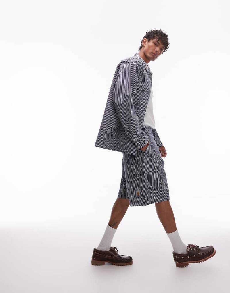 Carhartt WIP - Notus - Shorts in Blau mit Streifen-Grau von Carhartt WIP