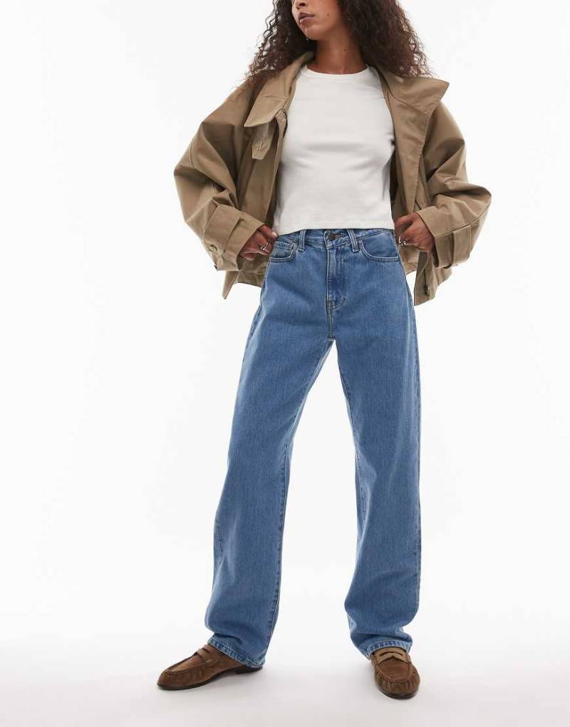 Carhartt WIP - Noxon - Gerade geschnittene Jeans in gebleichter Stone-Waschung mit hohem Bund-Blau von Carhartt WIP