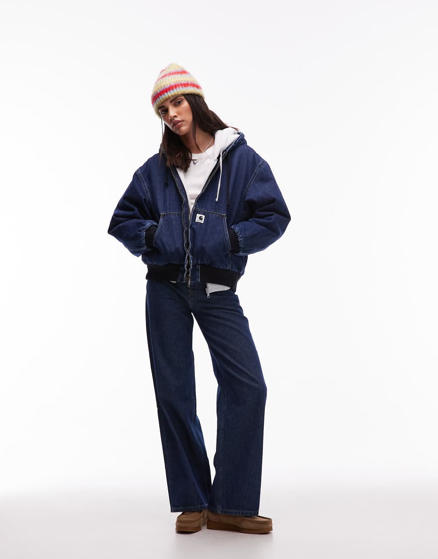 Carhartt WIP - OG Active - Jeansjacke in Mittelblau mit Futter aus Kunstpelz von Carhartt WIP