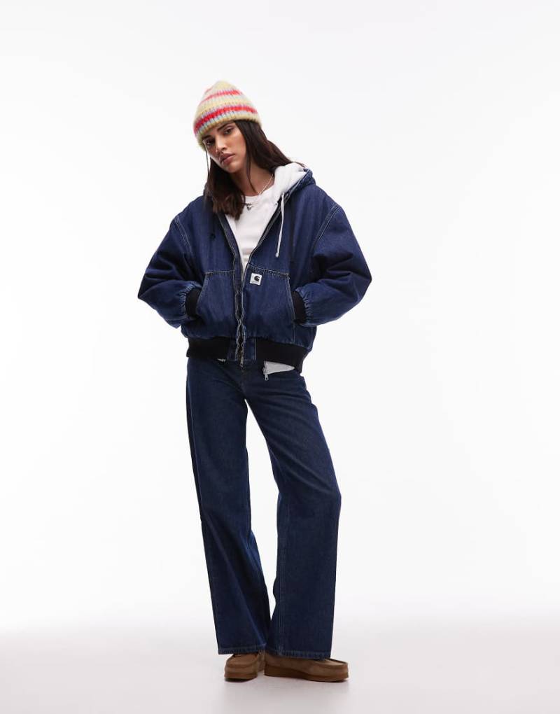 Carhartt WIP - OG Active - Jeansjacke in Mittelblau mit Futter aus Kunstpelz von Carhartt WIP