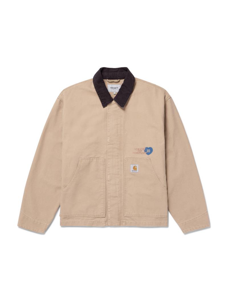 Carhartt WIP - OG Arcan Corduroy-Trimmed Printed Organic Cotton-Canvas Chore Jacket - Men - Brown - L von Carhartt WIP