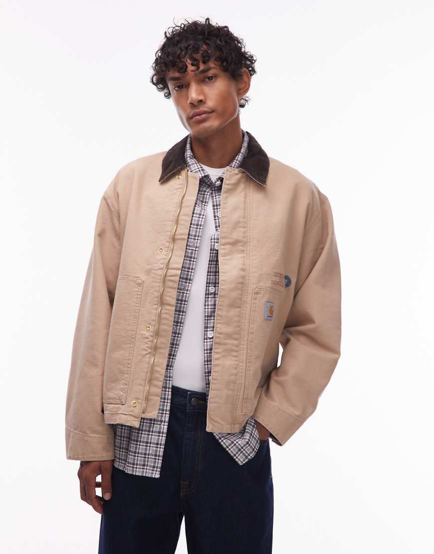 Carhartt WIP - OG Arcan - Jacke in Beige mit Motivprint auf dem Rücken-Neutral Carhartt WIP - OG Arcan - Jacke in Beige mit Motivprint auf dem Rücken-Neutral von Carhartt WIP