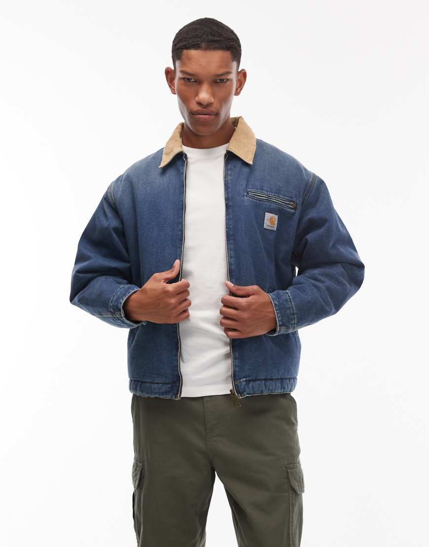 Carhartt WIP - OG Detroit - Jeansjacke in Vintage-Blau mit Kunstpelz-Futter von Carhartt WIP
