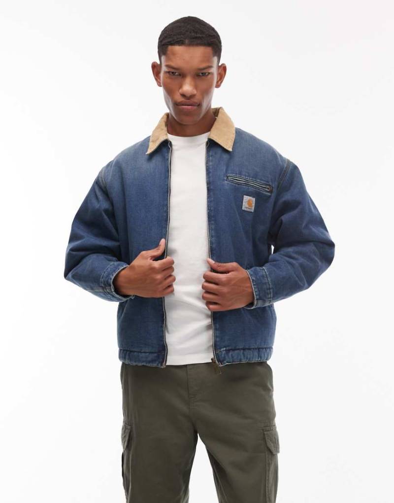 Carhartt WIP - OG Detroit - Jeansjacke in Vintage-Blau mit Kunstpelz-Futter von Carhartt WIP