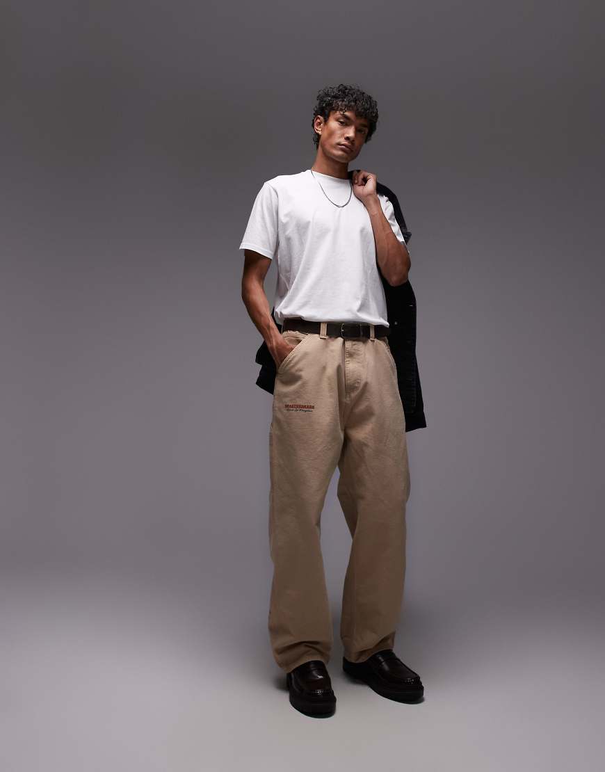 Carhartt WIP - OG - Hose in Beige mit Print und einfacher Stofflage im Kniebereich-Neutral von Carhartt WIP