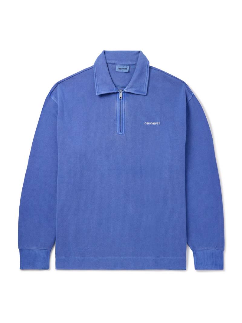 Carhartt WIP - Oversized Logo-Embroidered Cotton-Piqué Half-Zip Sweatshirt - Men - Blue - XL von Carhartt WIP