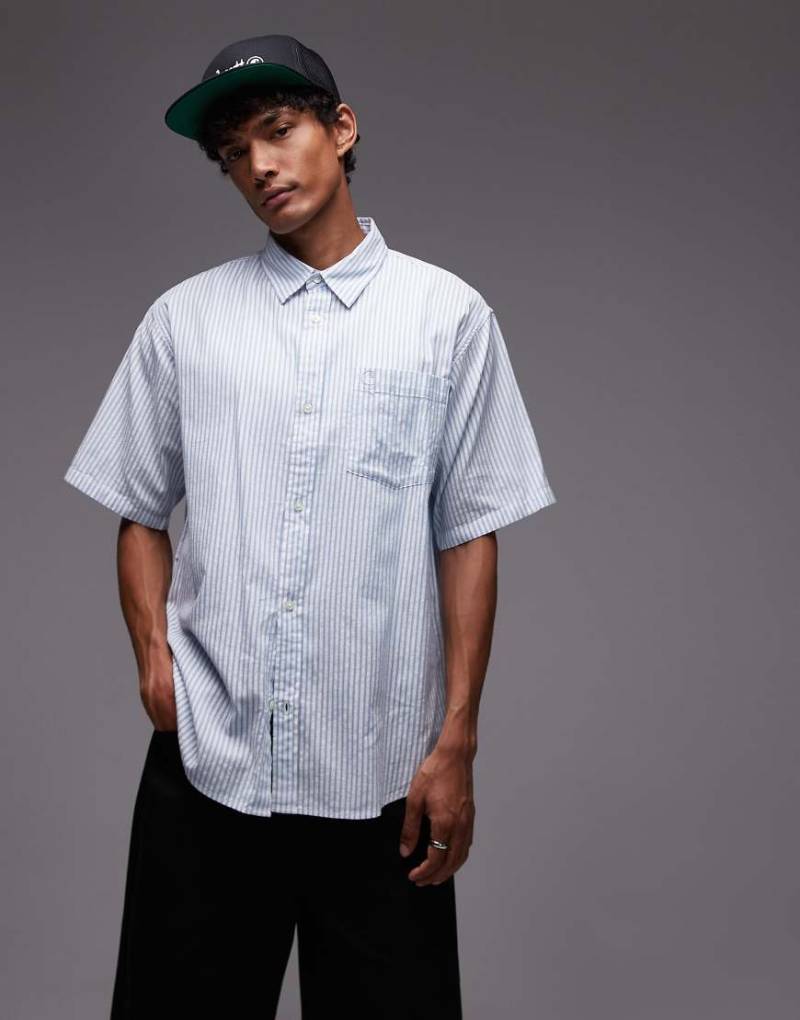 Carhartt WIP - Phelps - Kurzärmliges Hemd in Weiß mit Streifen von Carhartt WIP
